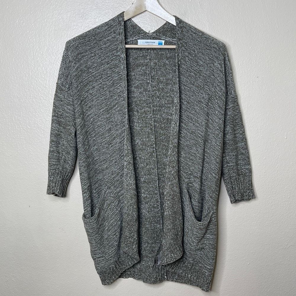 Sparrow Anthropologie Sweater Womens M Open Front Cardigan 3/4 Sleeve Pockets